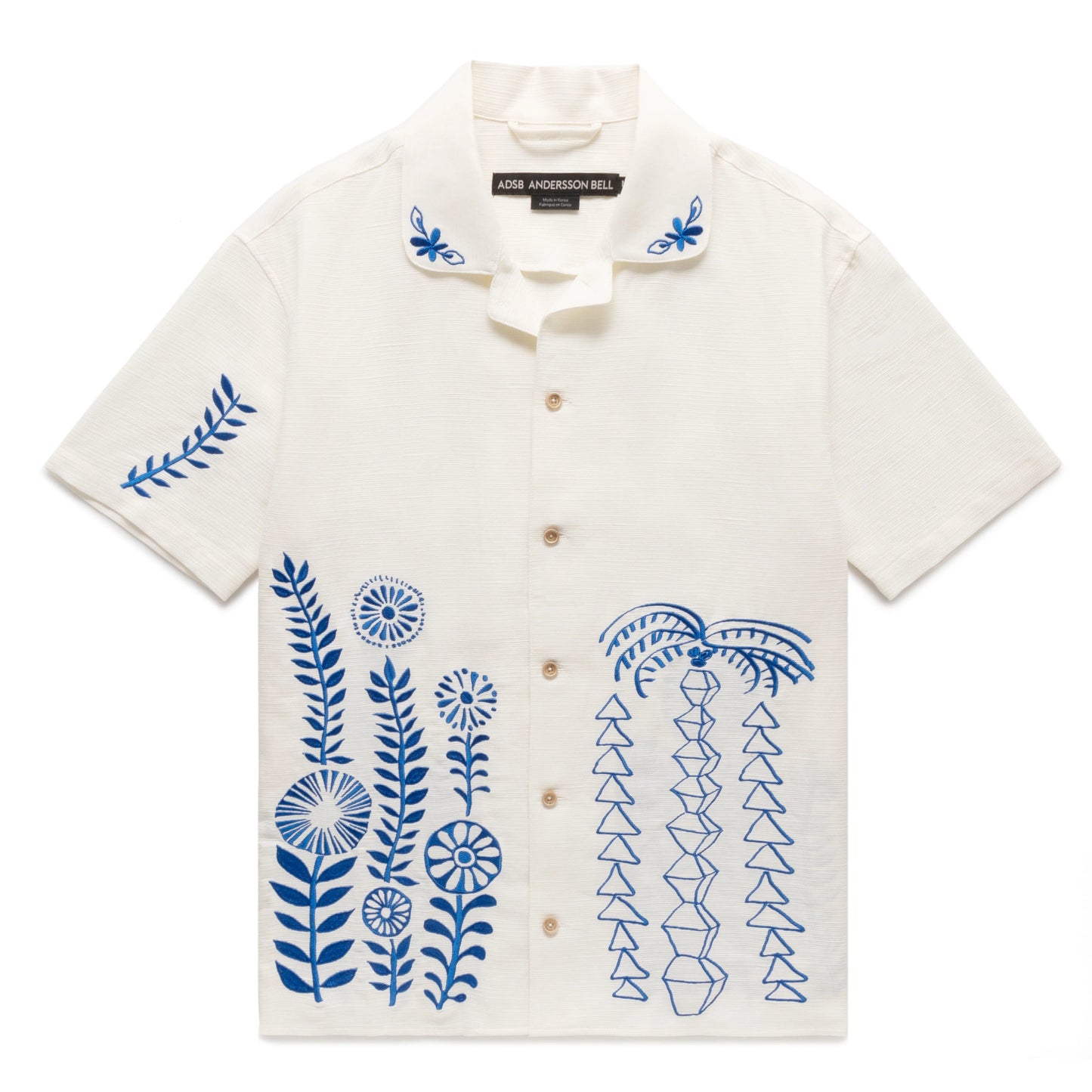 MAY EMBROIDERY OPEN COLLAR SHIRT ECRU | Bodega