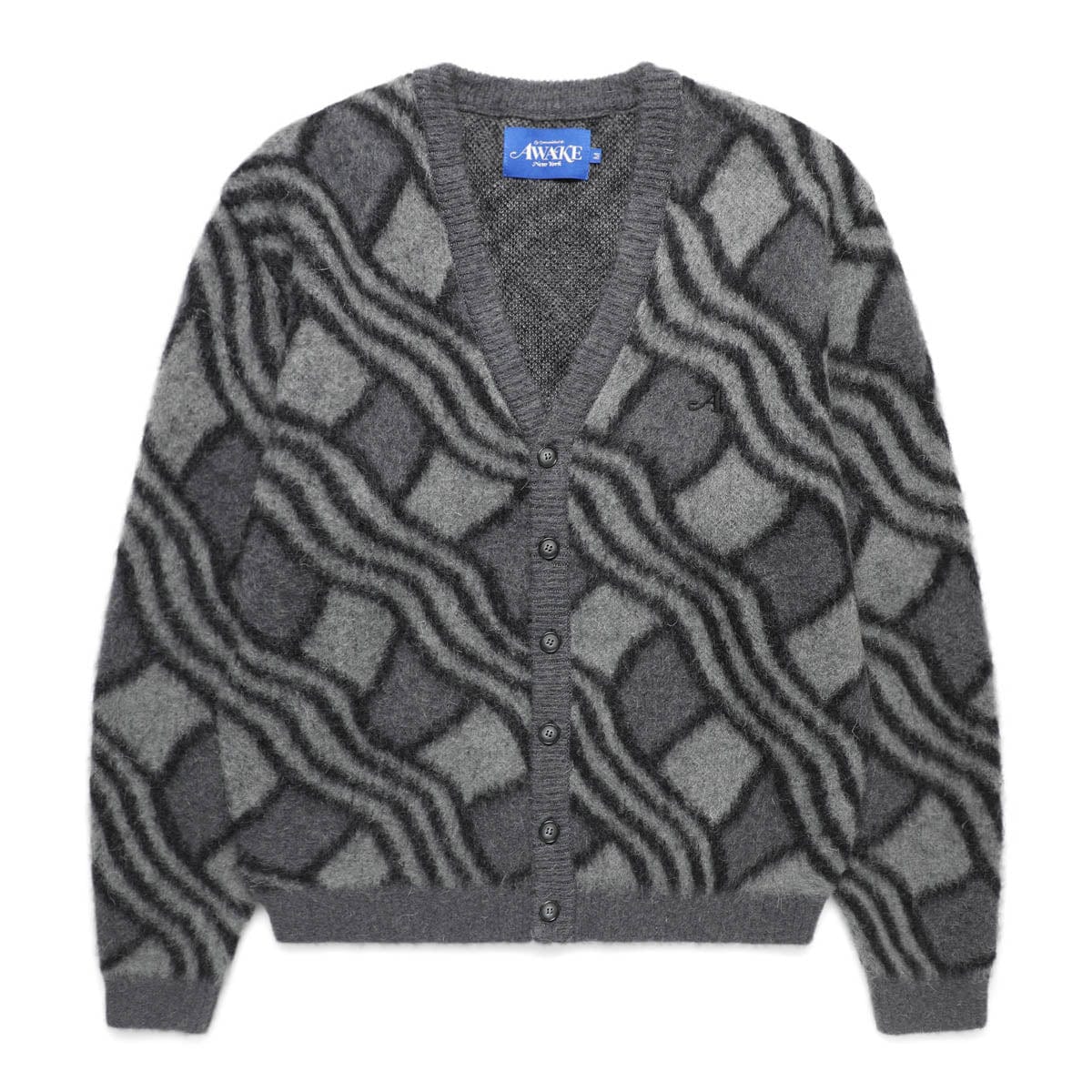 Awake NY Knitwear WAVY JACQUARD MOHAIR CARDIGAN