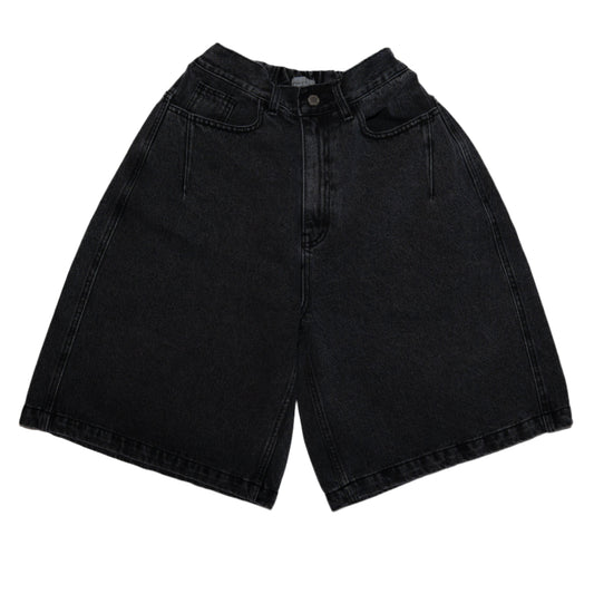 HALF-DART DENIM SHORTS