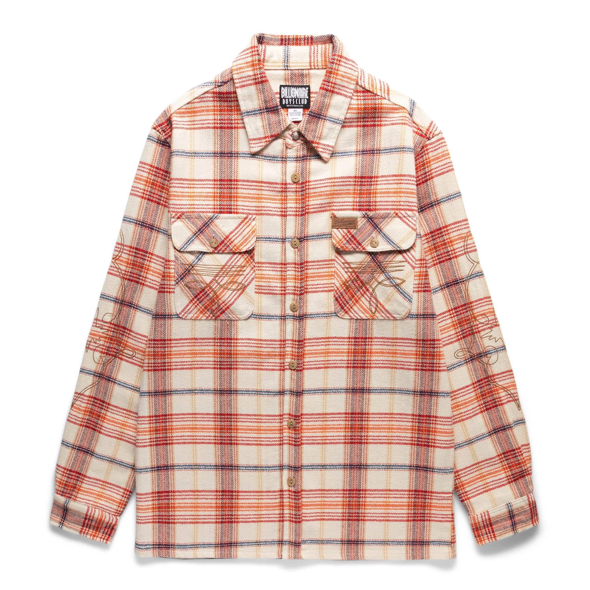 BILLIONAIRE BOYS CLUB BB TUMBLEWEED FLANNEL SHIRT WHISPER WHITE