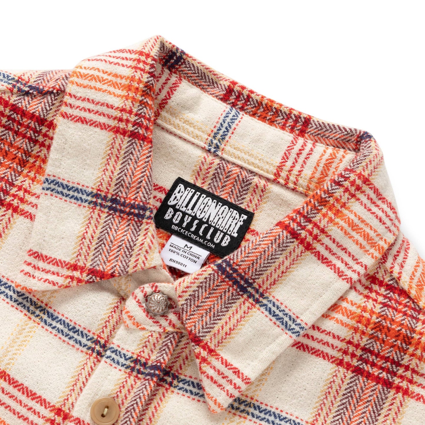 BILLIONAIRE BOYS CLUB BB TUMBLEWEED FLANNEL SHIRT WHISPER WHITE