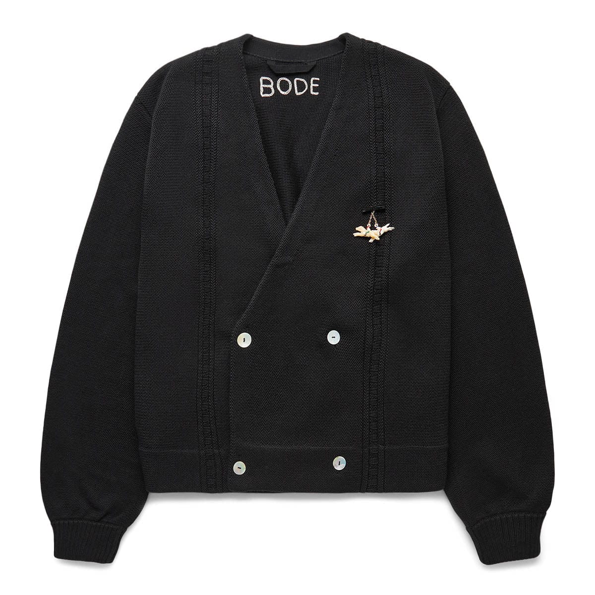 DOUBLE BREASTED CARDIGAN BLACK | Bodega