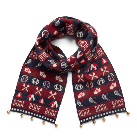 BODE Scarves & Gloves NAVY MAROON / O/S SPORTING JACQUARD SCARF