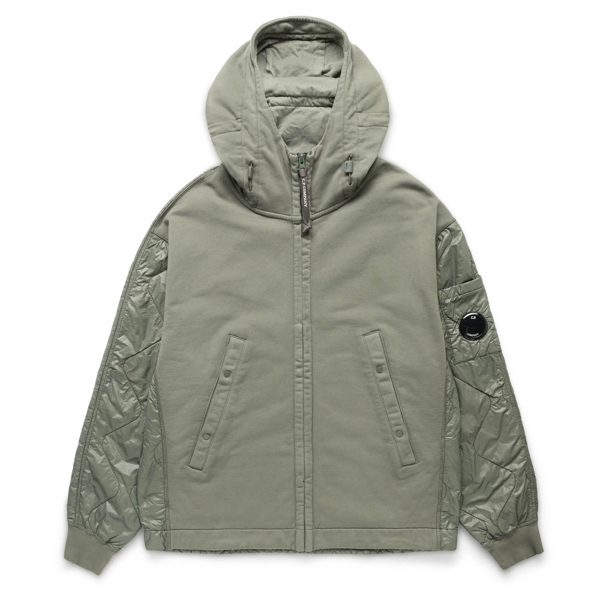 Cp company nylon sleeve hooded sweatshirt best sale