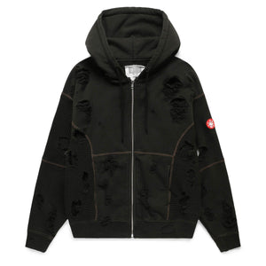 PLAGUE WIDE RIB CUT ZIP HOODIE BLACK | Kenzo tiger-print hoodie