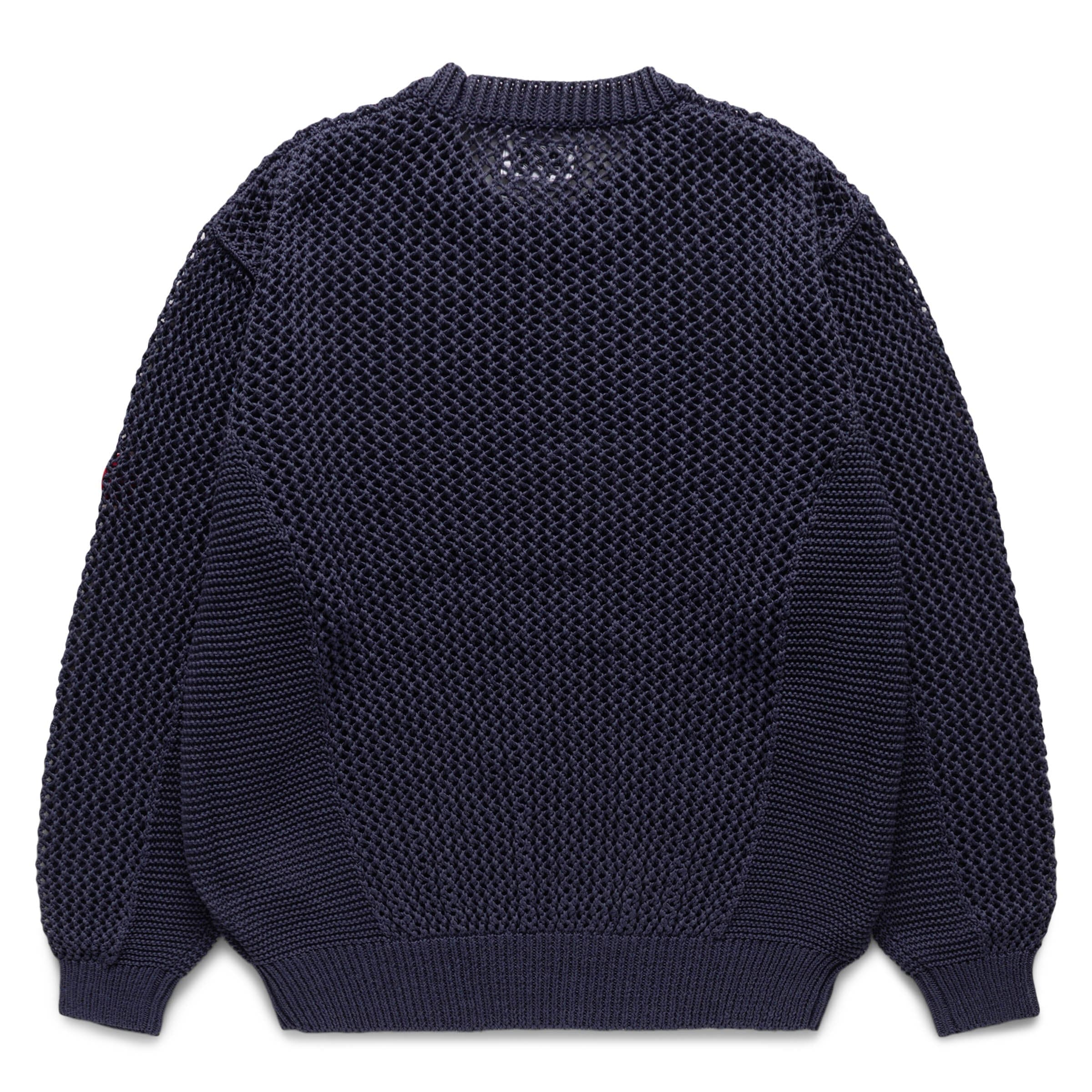 SIDE RIB LOOSE NET KNIT BLUE | Bodega