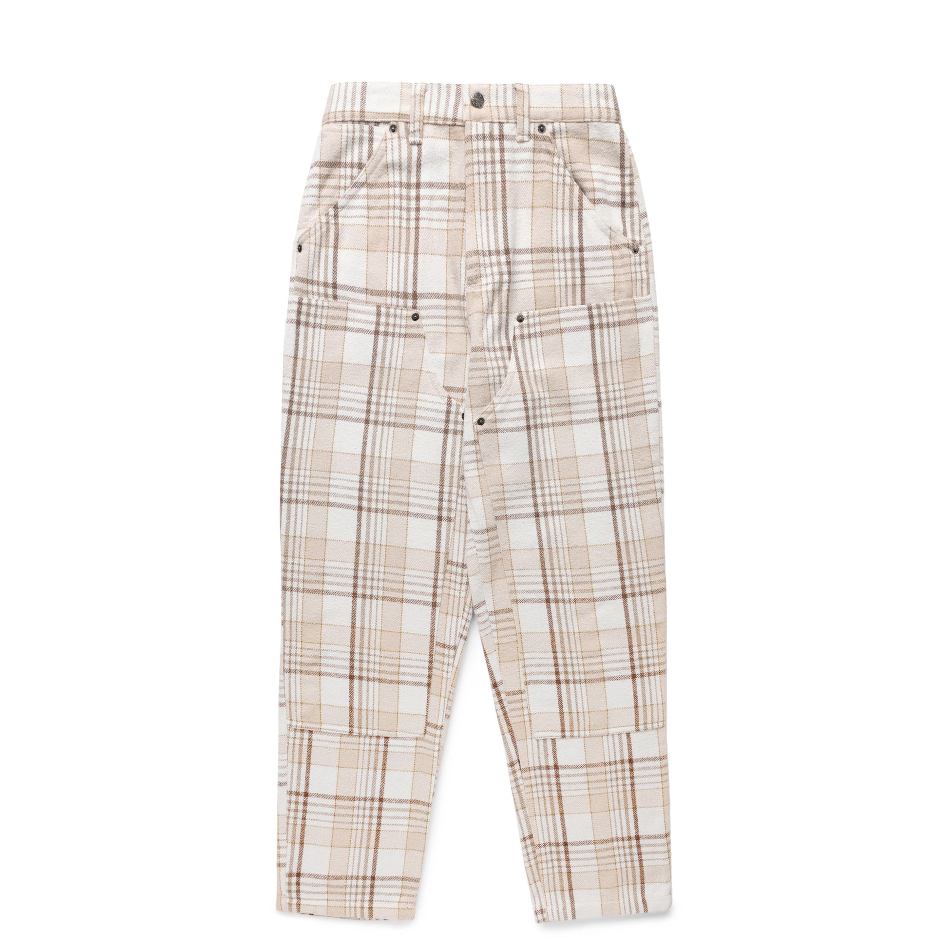 Fucking Awesome PLAID DOUBLE KNEE PANT CREAM/RED
