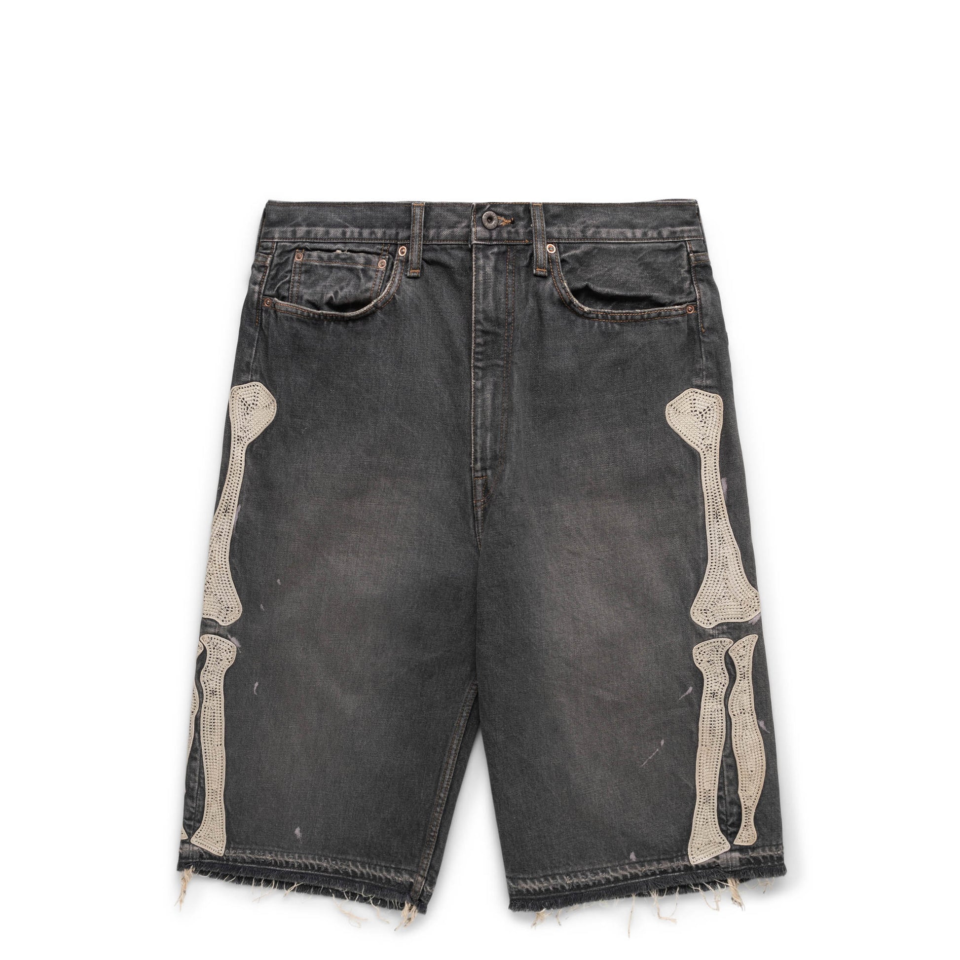 Kapital Shorts 14OZ BLK DENIM 5P SHORTS (BONE)