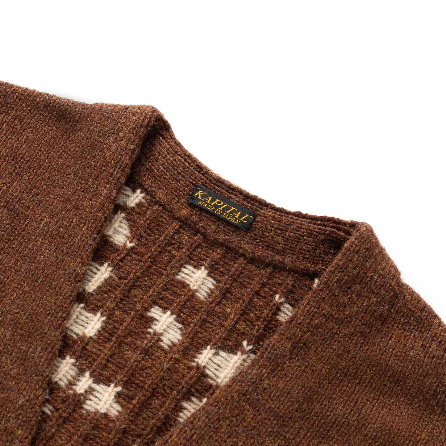 KAPITAL 5G WOOL BONE SHORT CARDIGAN BROWN