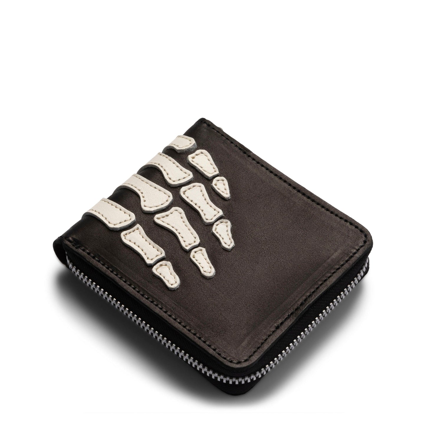 KAPITAL THUMB UP BONE HAND ZIP WALLET BLACK