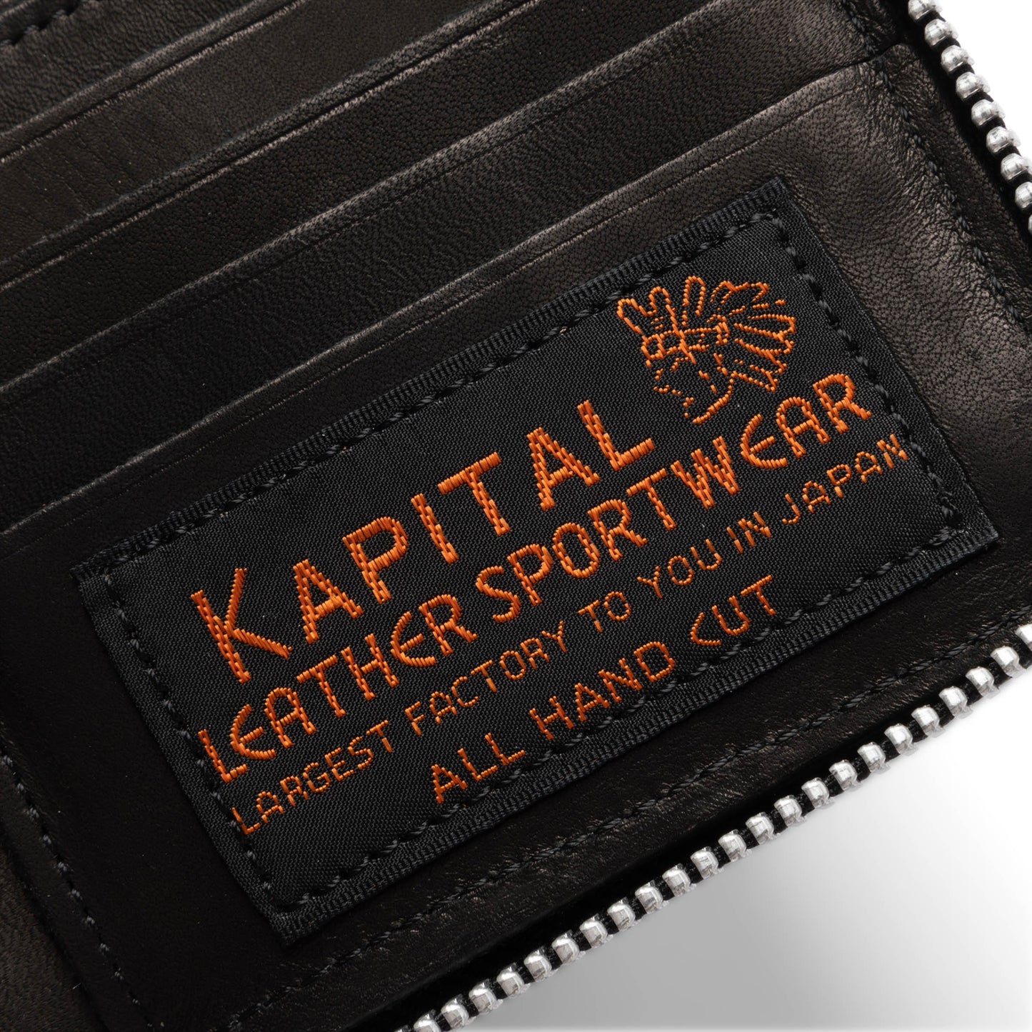 KAPITAL THUMB UP BONE HAND ZIP WALLET BLACK