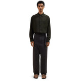 Lemaire SEAMLESS BELTED PANTS ANTHRACITE BROWN 
