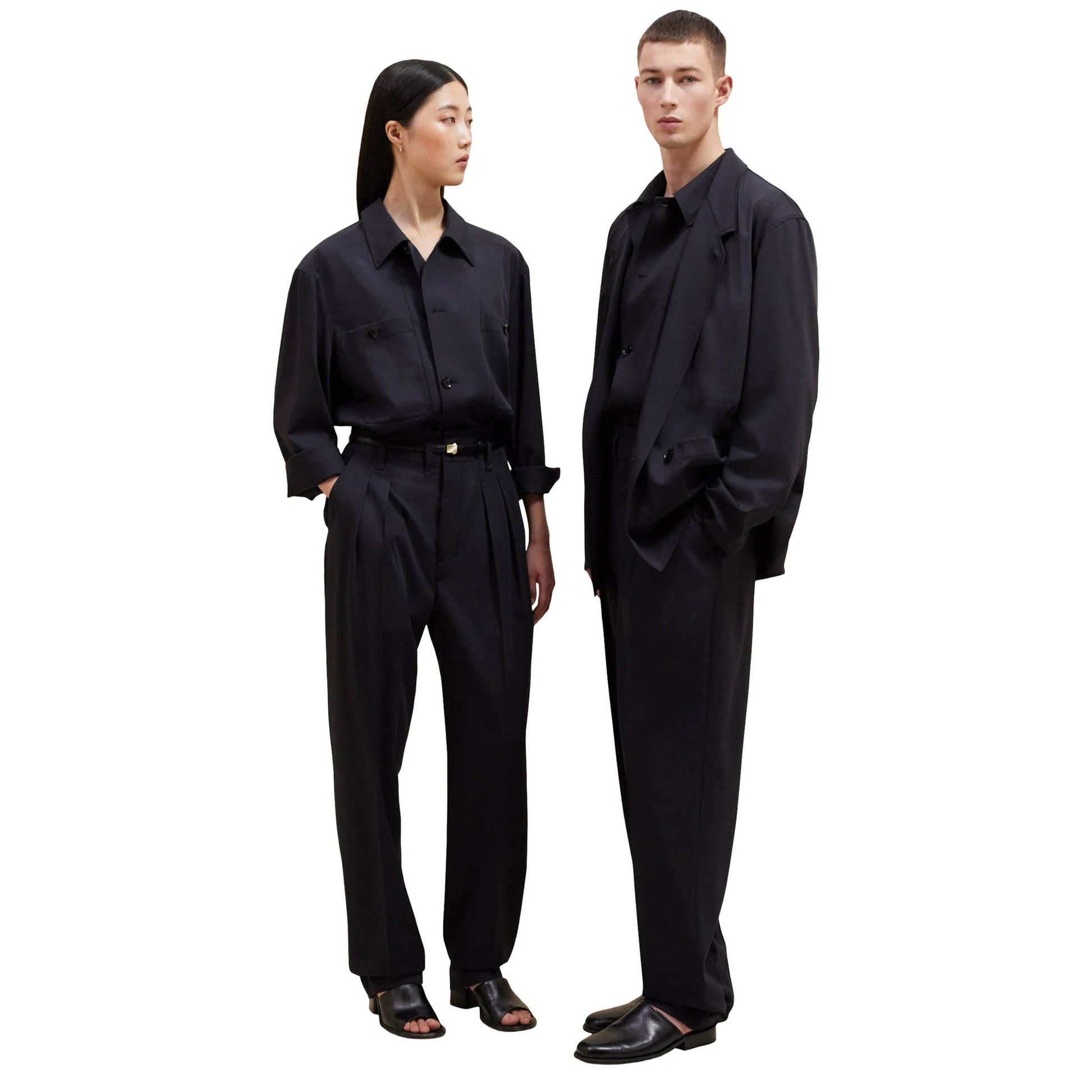 Lemaire Pants JET BLACK / M TAILORED PLEATED PANTS