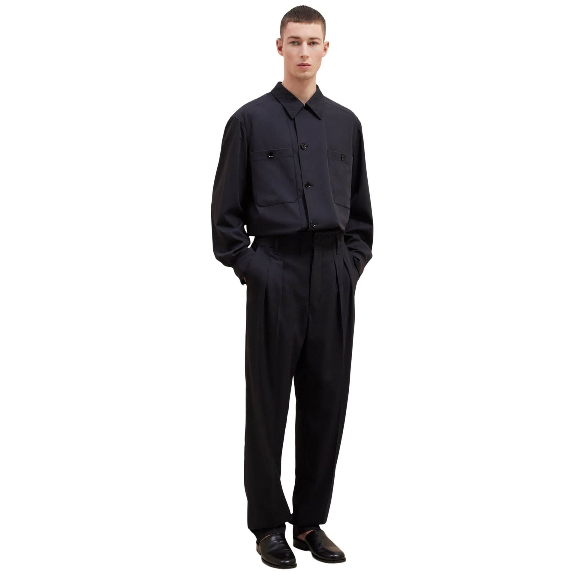 Lemaire Pants JET BLACK / M TAILORED PLEATED PANTS