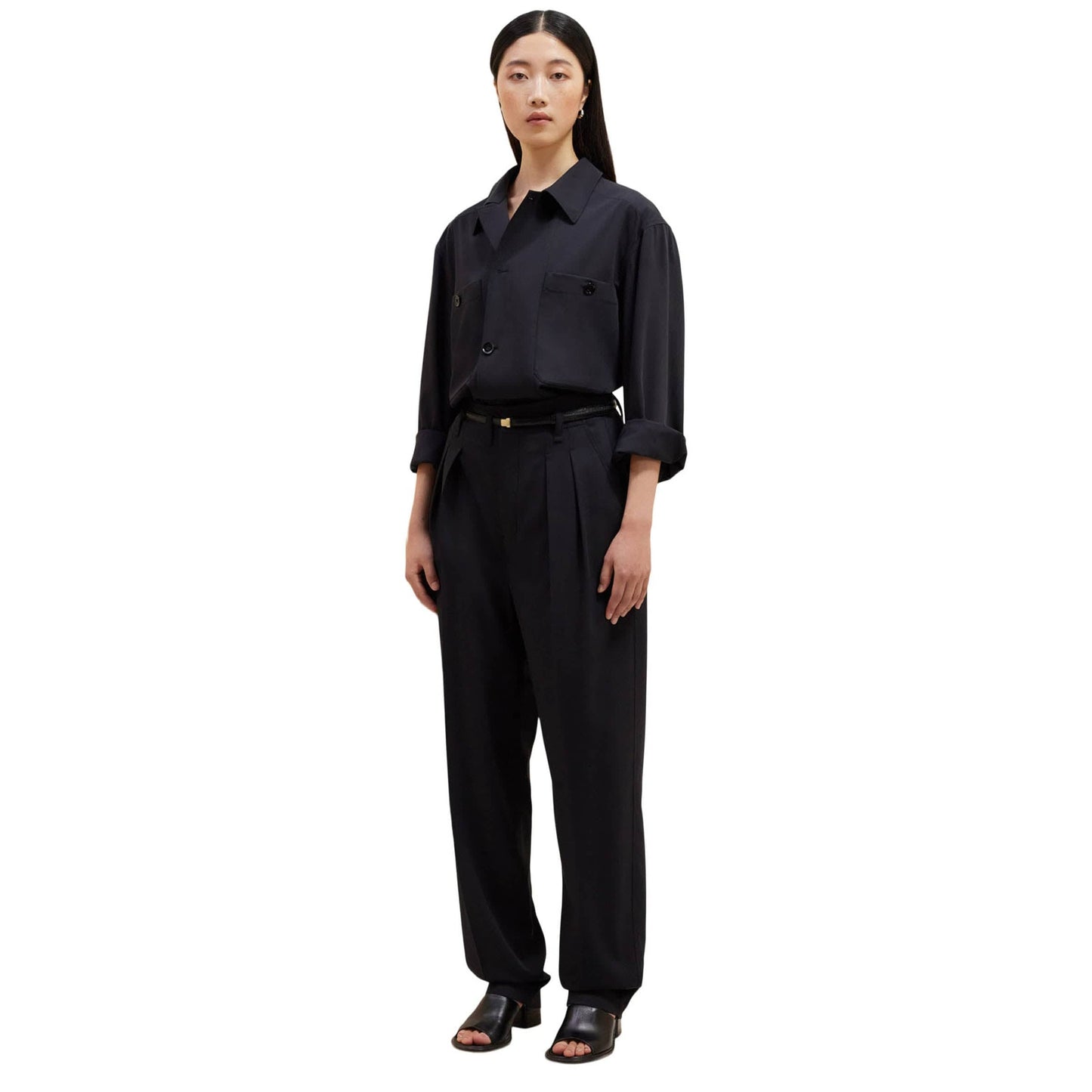 Lemaire Pants JET BLACK / M TAILORED PLEATED PANTS