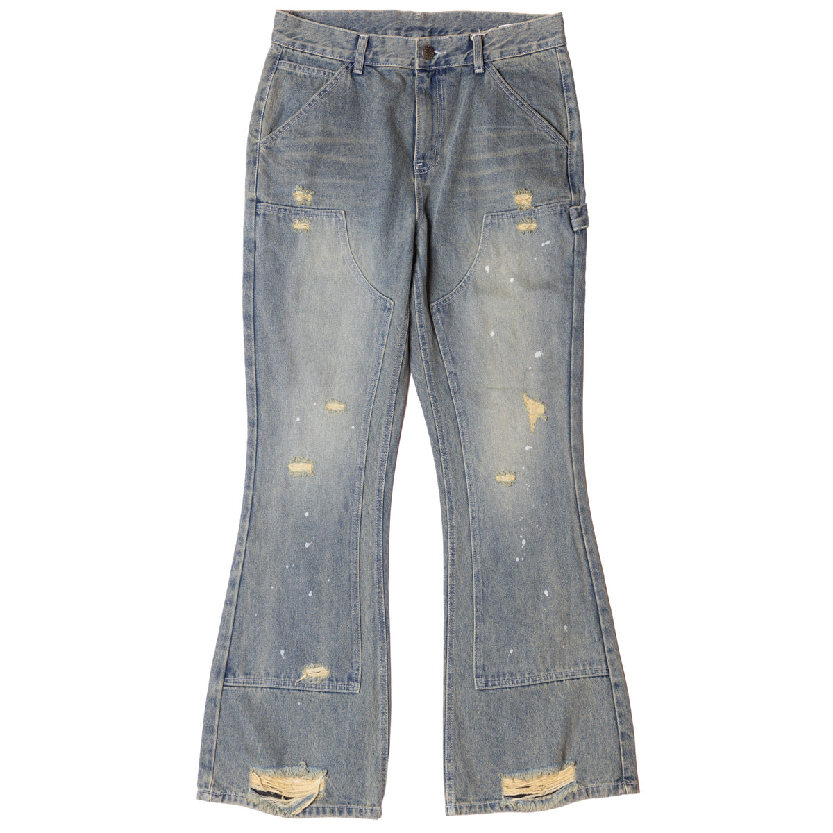 DOUBLE KNEE FLARED DENIM