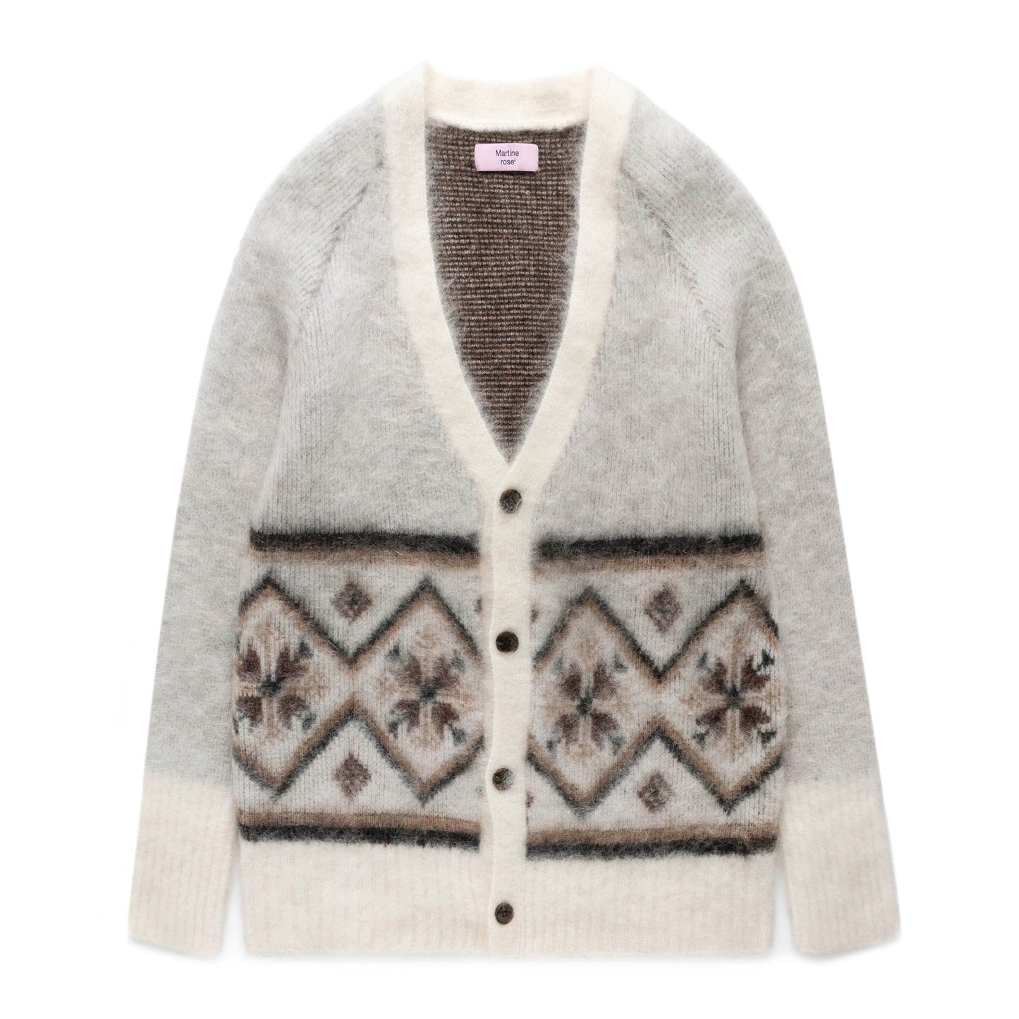 Martine Rose Knitwear BRUSHED MOHAIR FAIR ISLE CARDIGAN