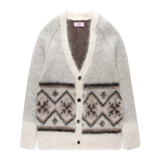 Martine Rose Knitwear BRUSHED MOHAIR FAIR ISLE CARDIGAN