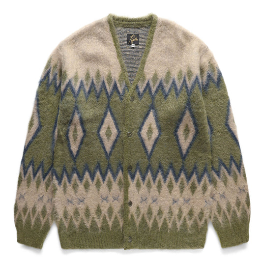 NEEDLES MOHAIR CARDIGAN DIAMOND OLIVE