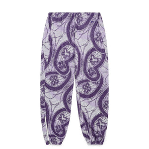 ZIPPED SWEAT PANT WHITE/PURPLE | Bodega