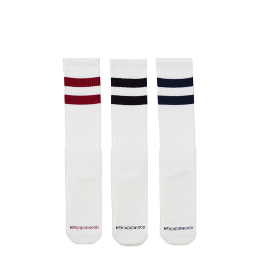 NEIGHBORHOOD CLASSIC 3 PACK SOCKS WHITE