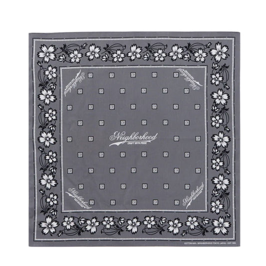 NEIGHBORHOOD FLOWER BANDANA GRAY