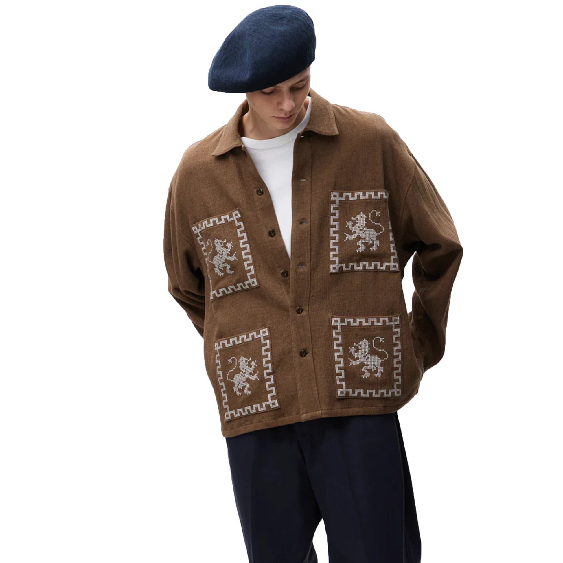 GT EMBROIDERY SHIRT BROWN | BODEGA – Bodega GT EMBROIDERY SHIRT BROWN | BODEGA – Bodega