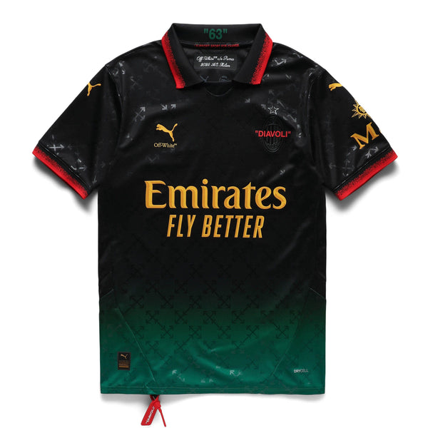 ACミラン　off-white PUMA ユニフォーム　Tシャツ ACM X OFF-WHITE JERSEY REPLICA PUMA BLACK/POWER GREEN | BODEGA