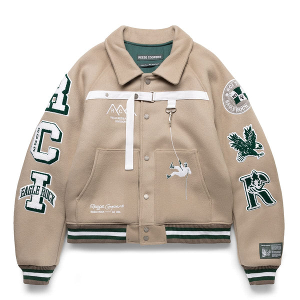 Reese COOPER® Research Division Wool Varsity Jacket in Stone L