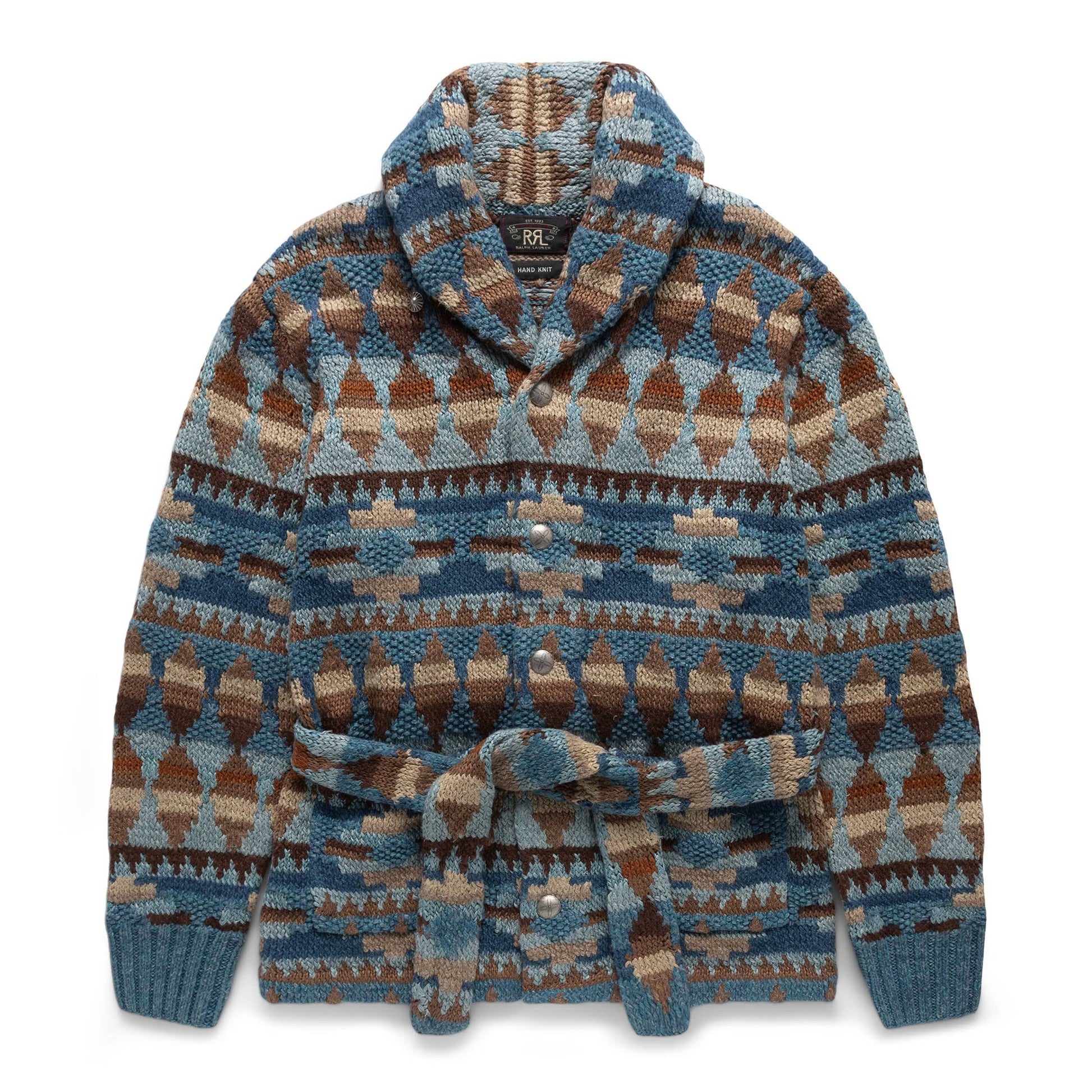 RRL Knitwear BLUE MULTI / L RANCH SHAWL CARDIGAN SWEATER