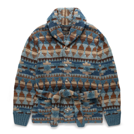 RRL Knitwear BLUE MULTI / L RANCH SHAWL CARDIGAN SWEATER