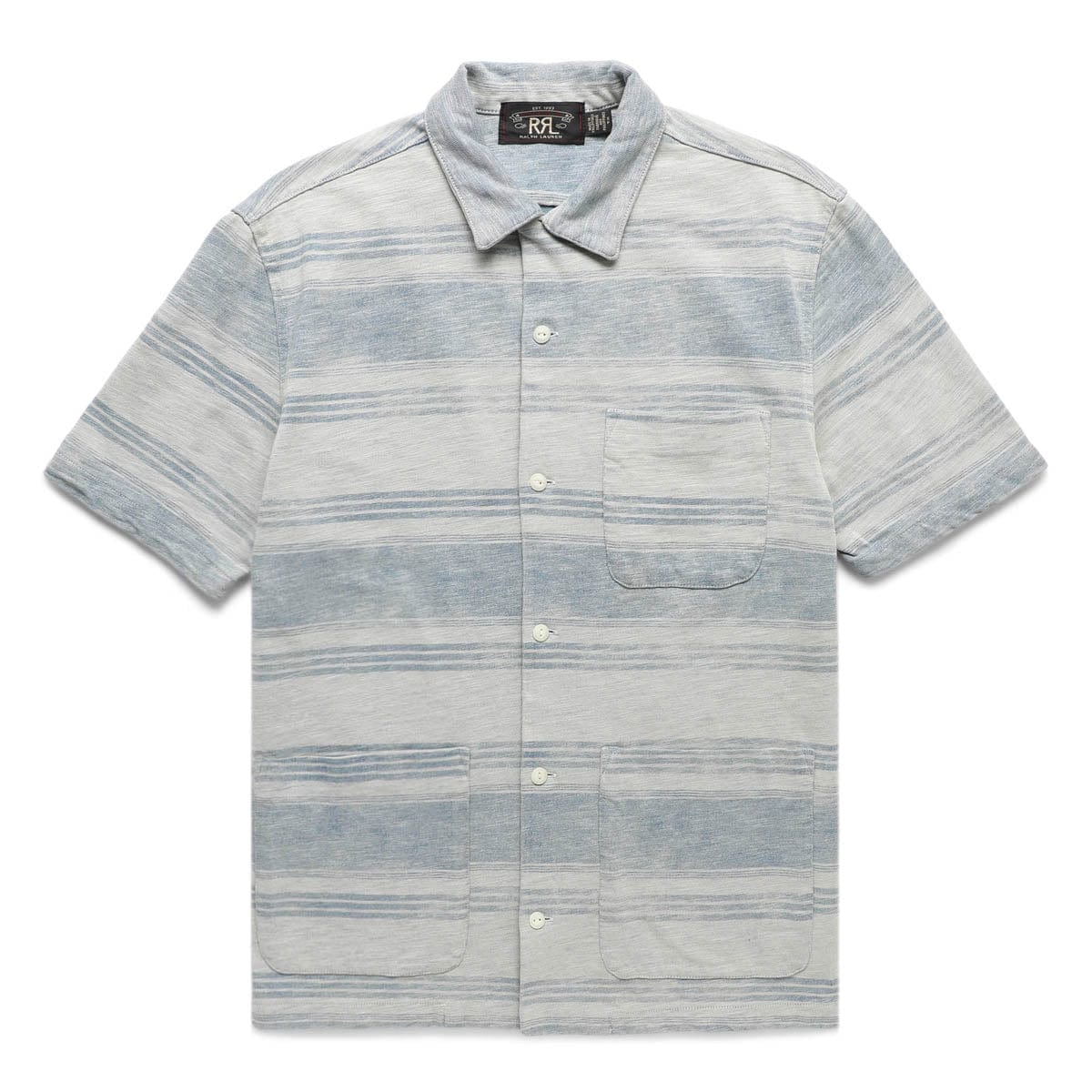 RRL Shirts STRIPED JERSEY 3-POCKET CAMP SHIRT