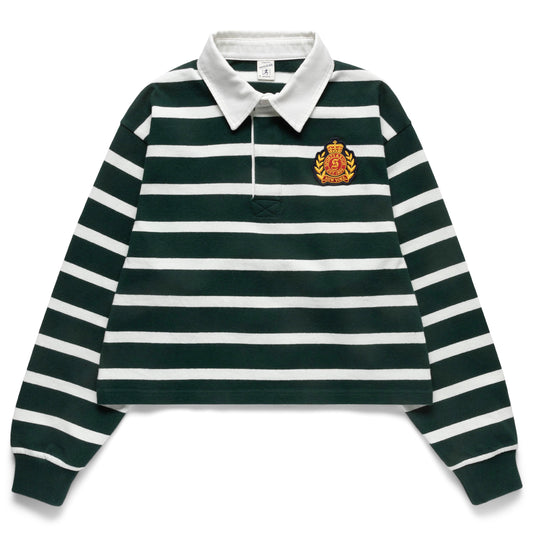 Sporty & Rich WOMEN'S NY CREST RUGBY POLO WHITE/FOREST