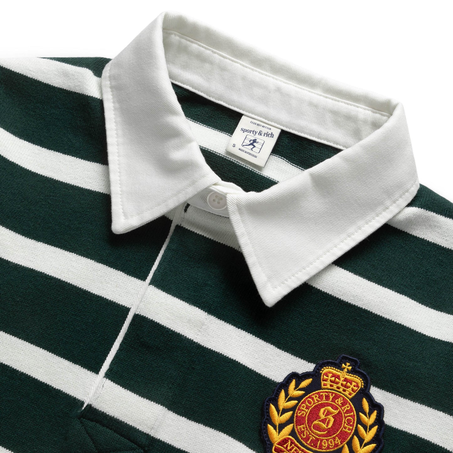 Sporty & Rich WOMEN'S NY CREST RUGBY POLO WHITE/FOREST