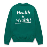 SPORTY & RICH WOMEN'S HEALTH IS WEALTH CREWNECK ALPINE/WHITE