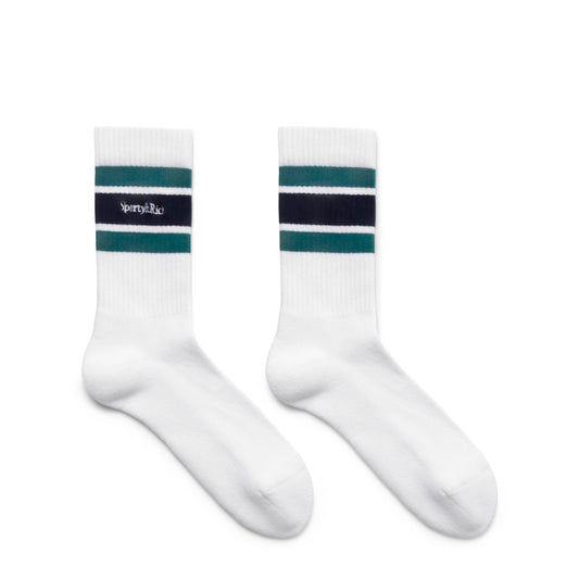 Sporty & Rich SERIF LOGO STRIPED SOCKS WHITE/ALPINE