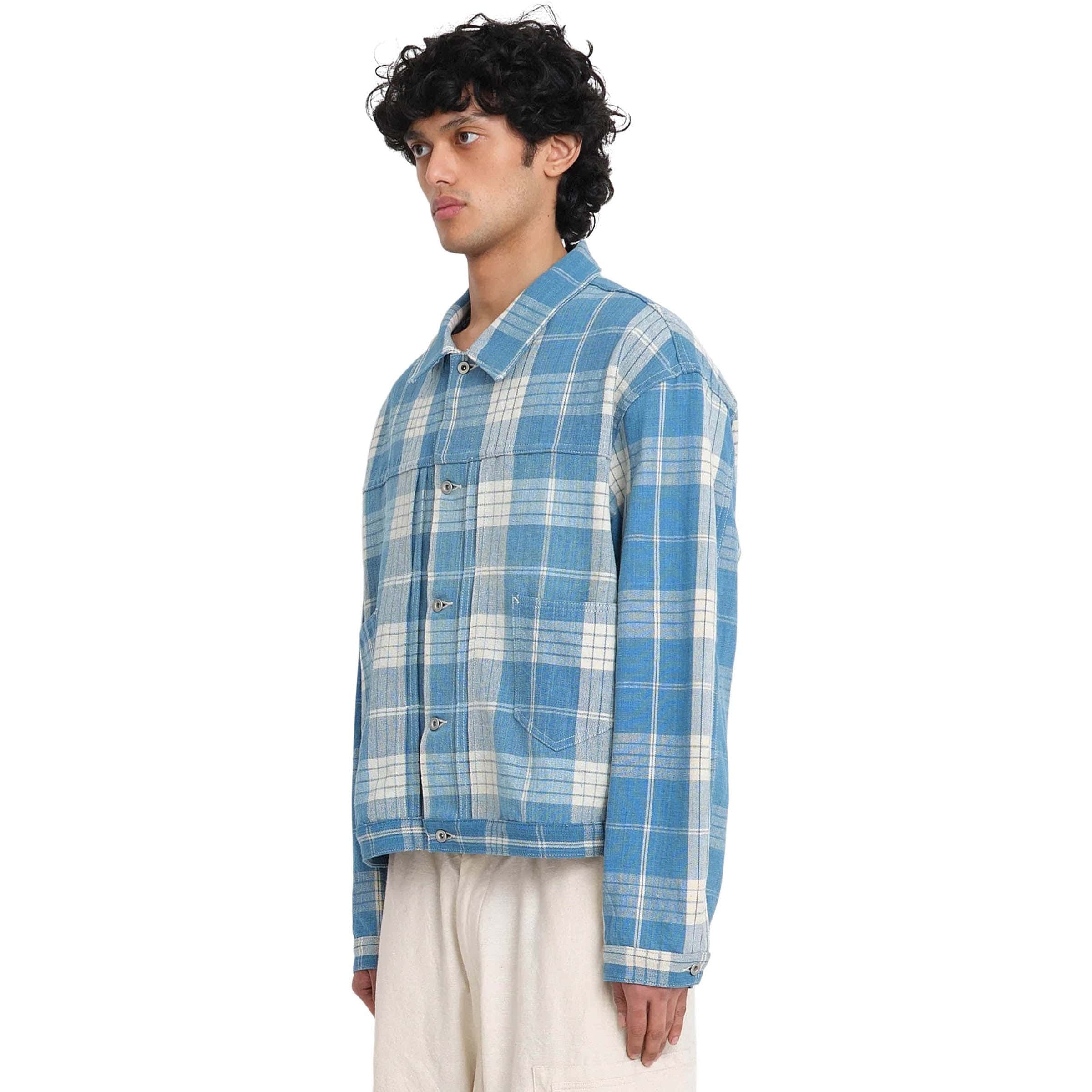 SUNDAE JACKET INDIGO ECRU CHECK | Bodega