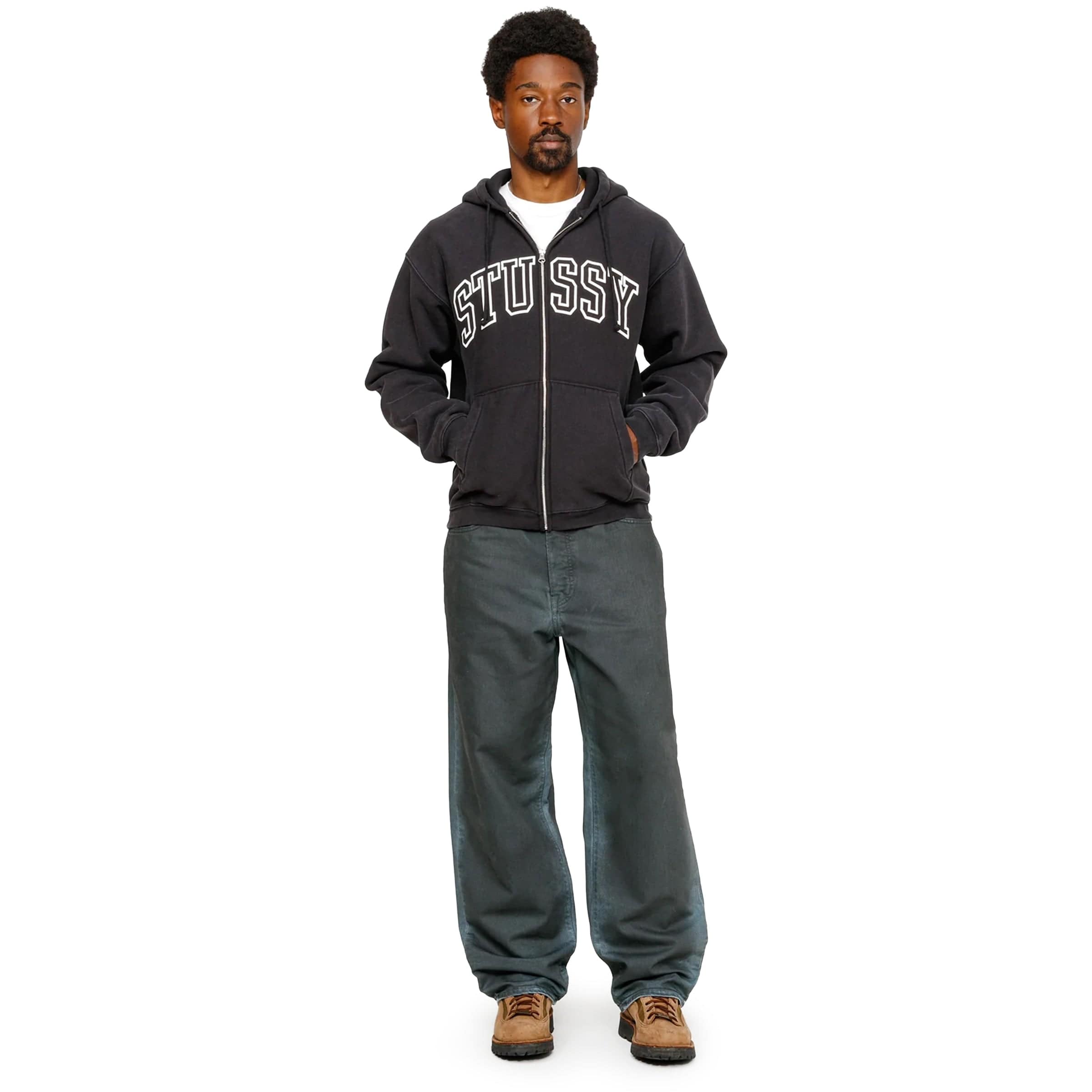 早い者勝ち　Stussy Outline Zip Hoodie Stussy Outline Zip Hoodie Grey Men's - SS24 - US