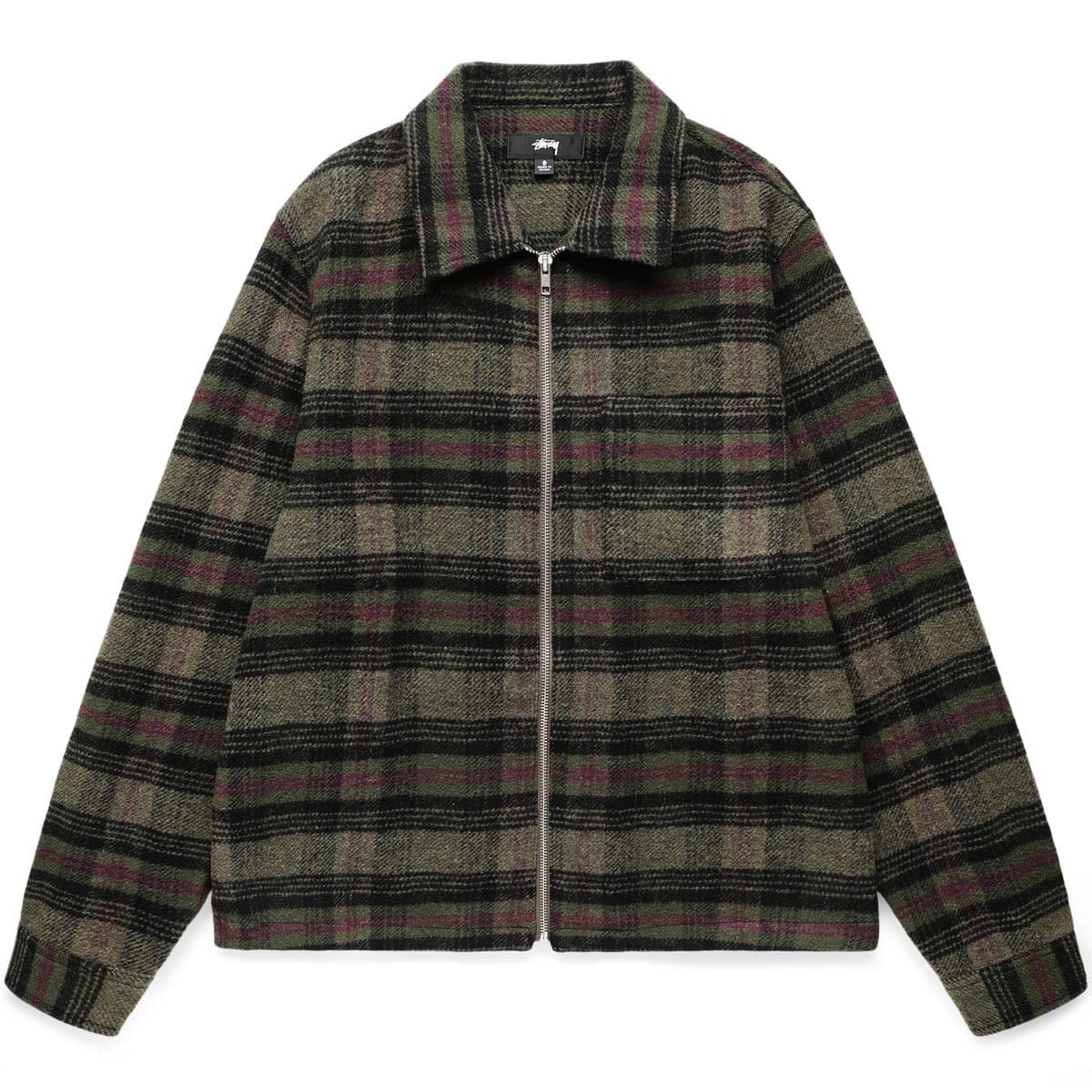 REED WOOL PLAID ZIP SHIRT GREEN | Bodega