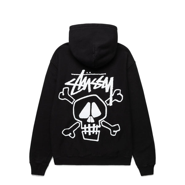 SKULL & BONES PIGMENT DYED HOODIE BLACK | Bodega