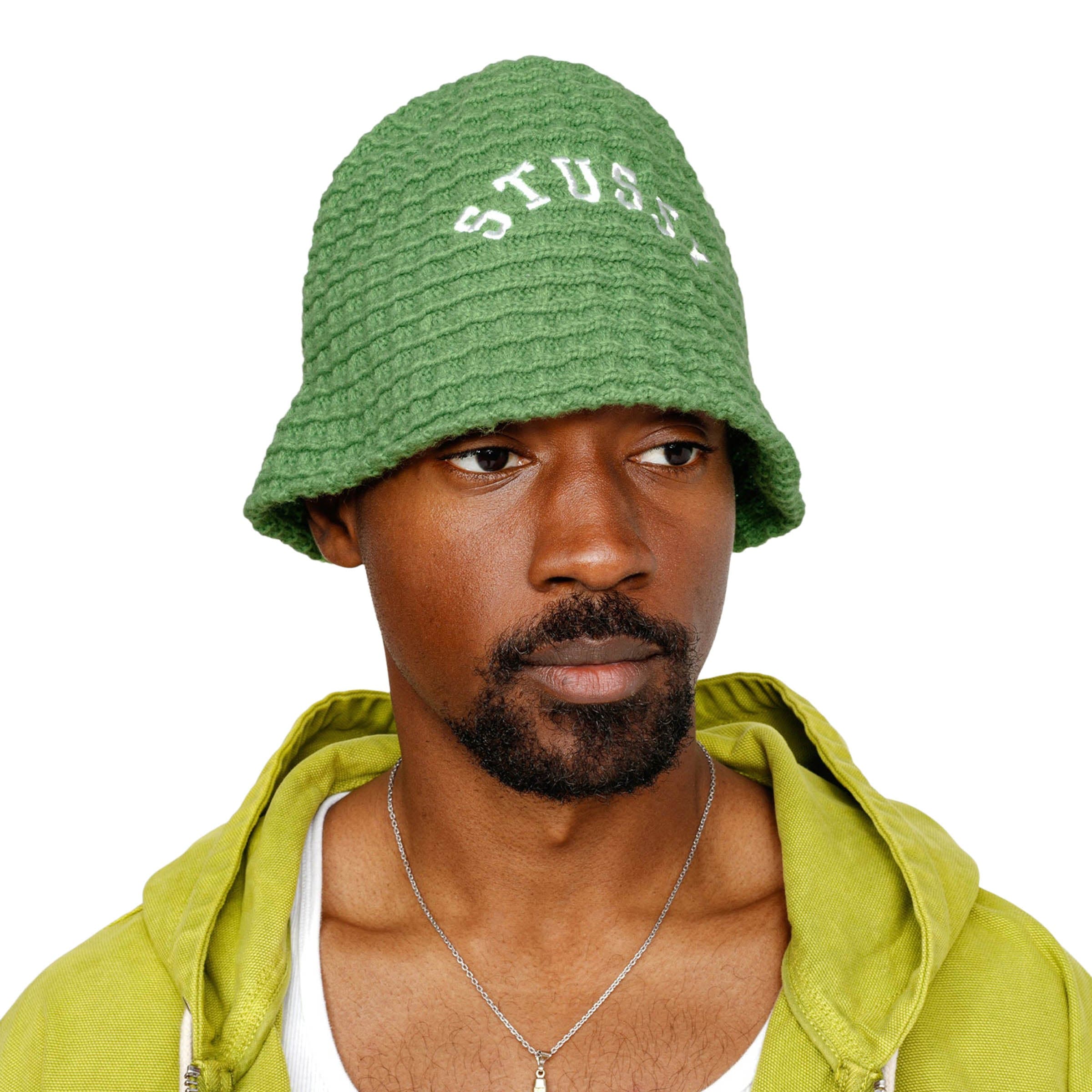 WAFFLE KNIT BUCKET HAT GREEN | Bodega