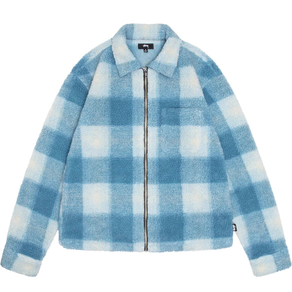 ZIP SHERPA SHADOW PLAID LIGHT BLUE | Bodega