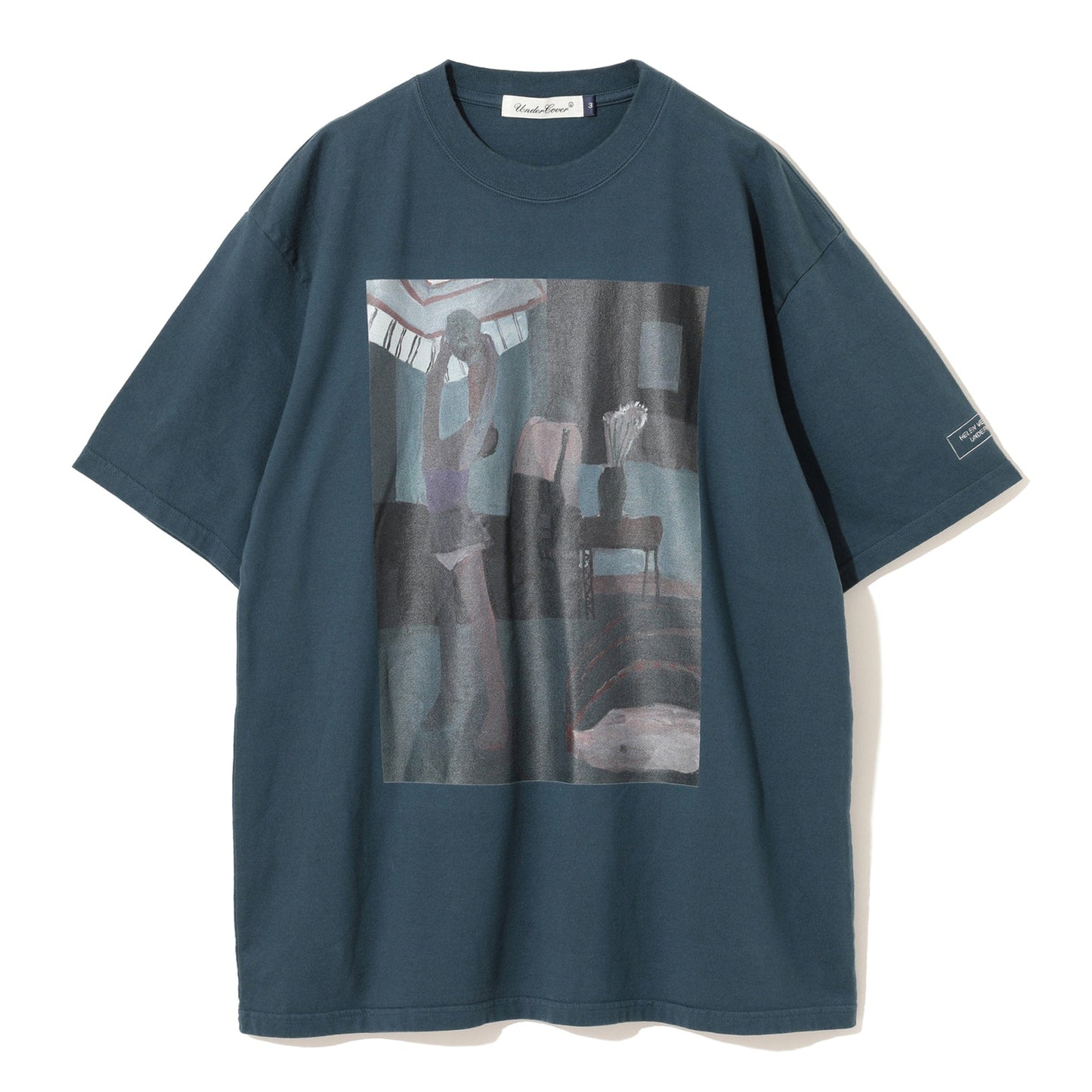 UNDERCOVER UC1D3817 T-SHIRT SCREENPRINT GRAY GREEN