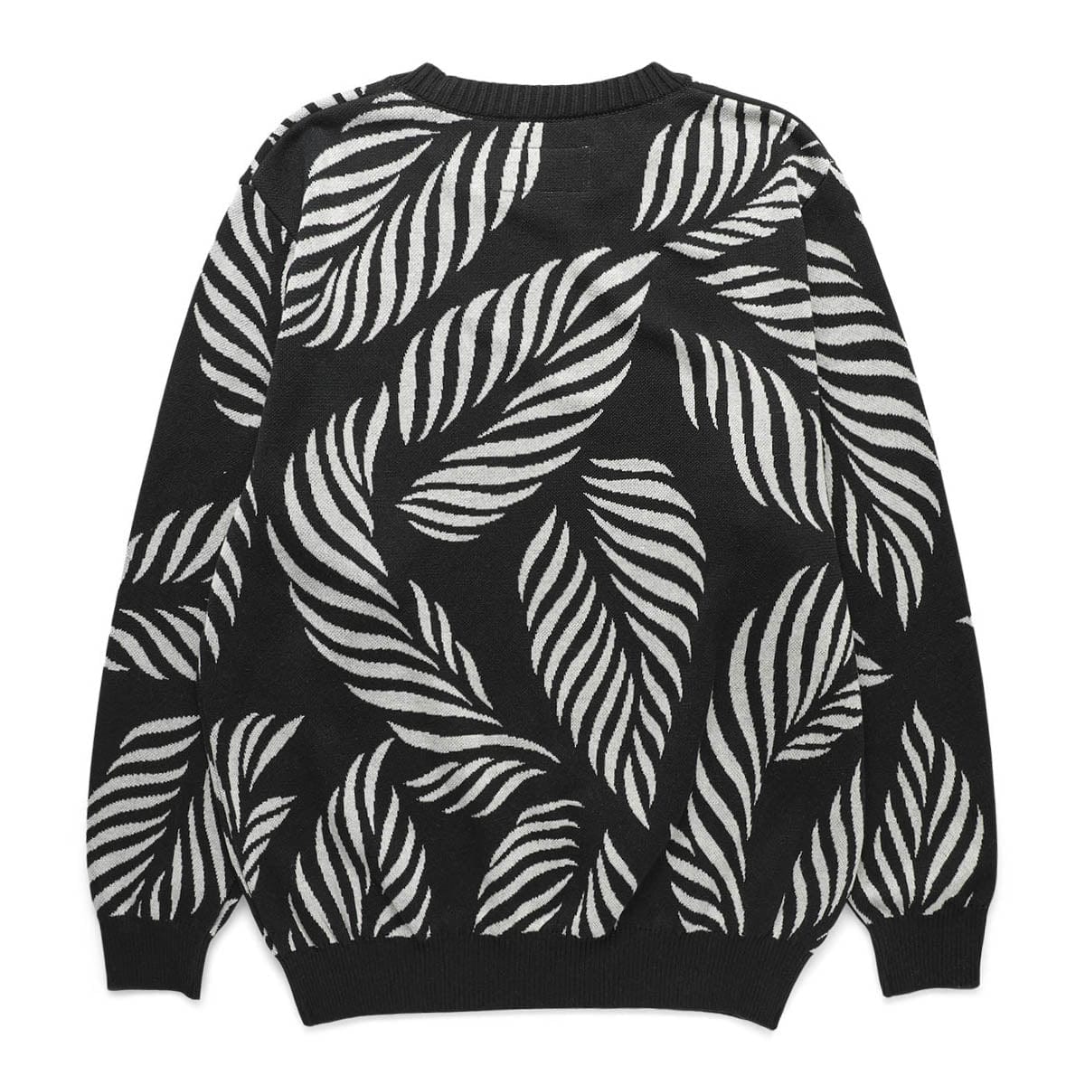 LEAF JACQUARD SWEATER BLACK/GREY | Bodega