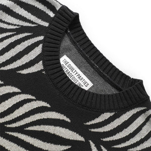 LEAF JACQUARD SWEATER BLACK/GREY | Bodega