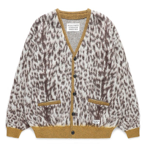 LEOPARD MOHAIR CARDIGAN WHITE | Bodega