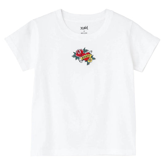 X-Girl T-Shirts ROSE HEART EMBROIDERY BABY TEE