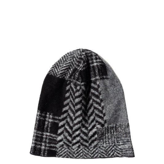 Engineered Garments Headwear BLACK/GREY KNIT PATCHWORK HERRINGBONE / OS KNIT BEANIE CAP