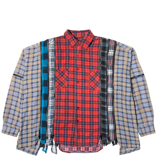 Needles Shirts ASSORTED / O/S 7 CUTS ZIPPED WIDE FLANNEL SHIRT SS21 31