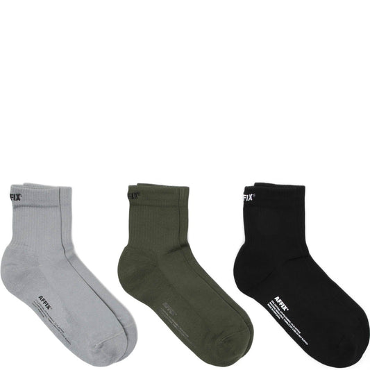 AFFIX Socks BLACK/OLIVE/GREY / O/S SHORT RIB SOCK 3 PACK